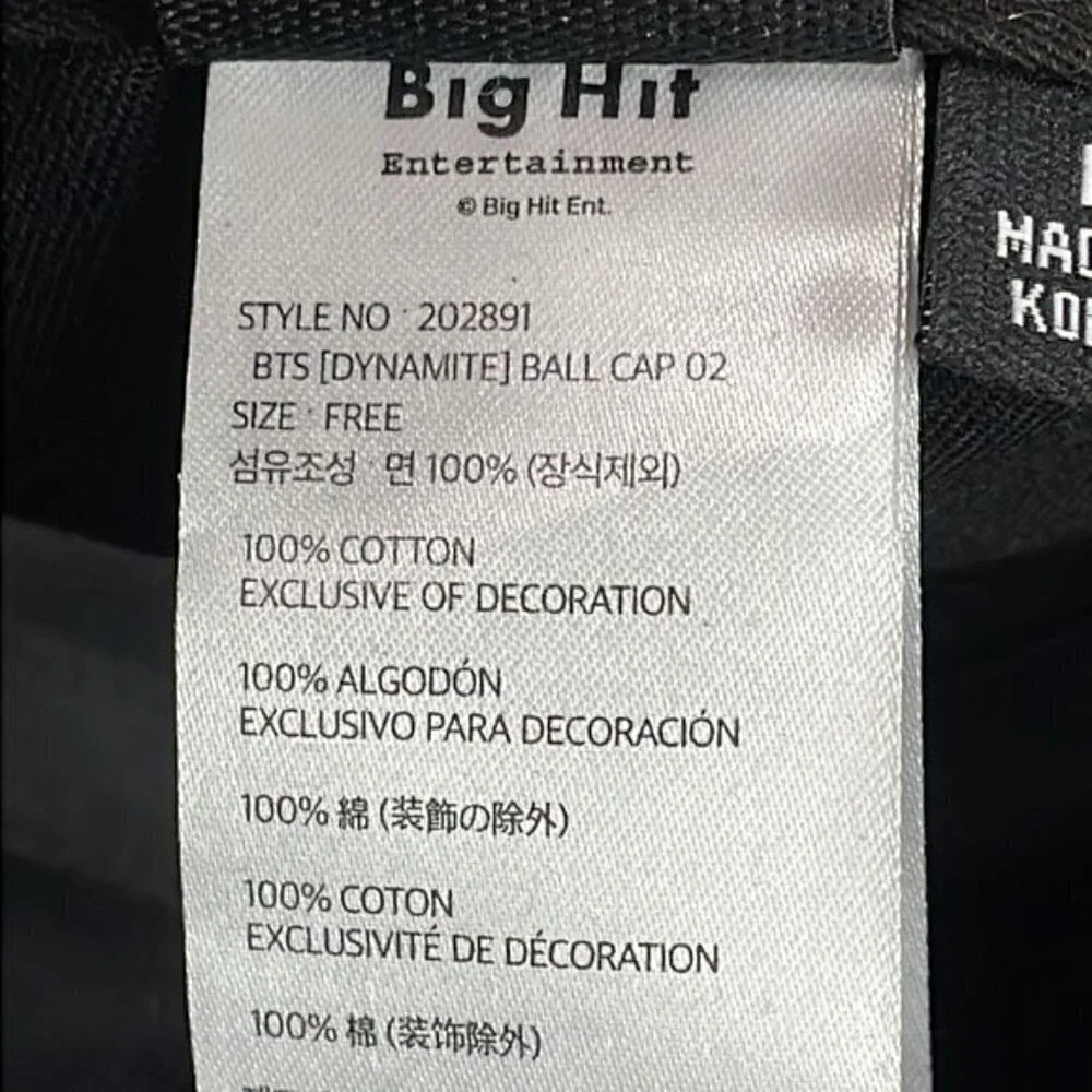 BTS Dynamite Celebration Official Cap Baseball Hat Black You Sent Us To The Top